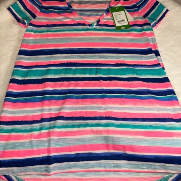 Lilly Pulitzer NWT Etta V-Neck Top Sandy Shell Stripe $44 Size XXS - Picture 5 of 7